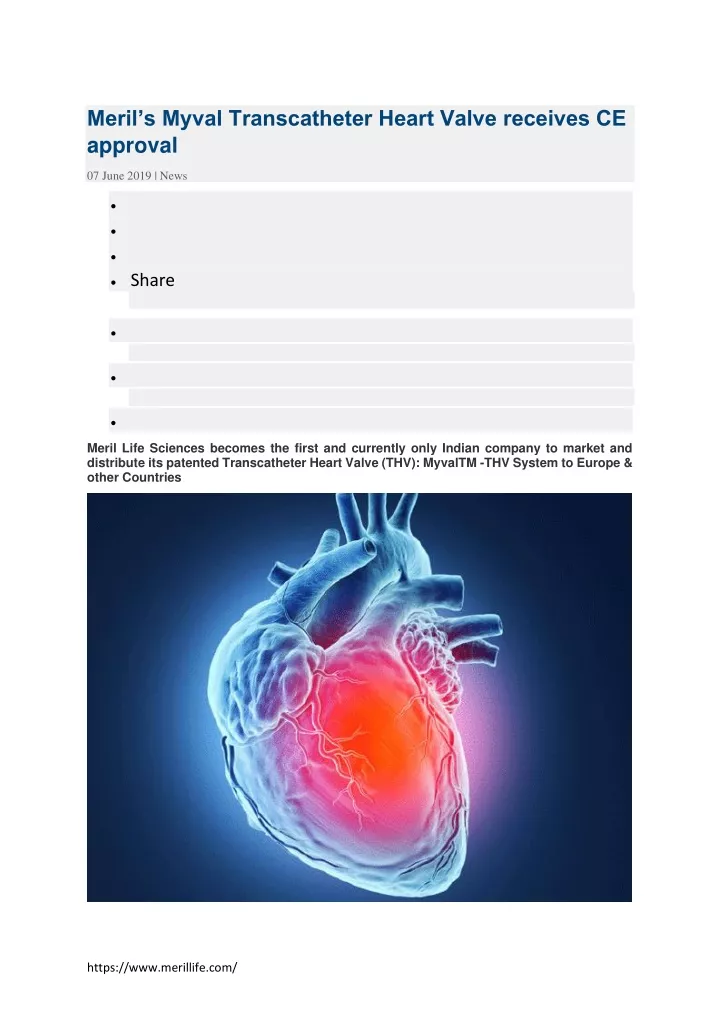 meril s myval transcatheter heart valve receives