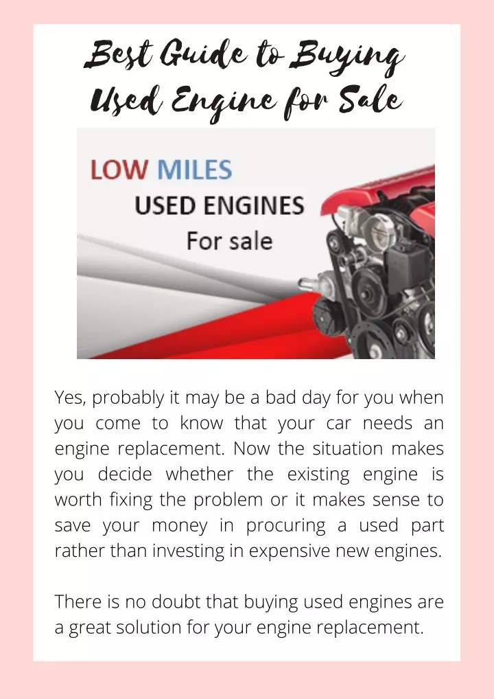 best guide to buying used engine for sale