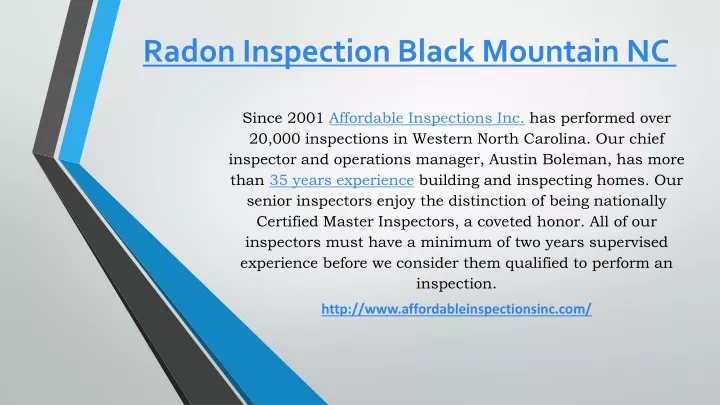 radon inspection black mountain nc