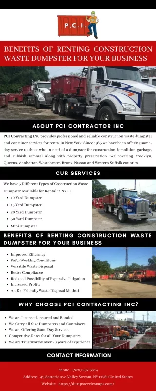 Benefits Of Renting Construction Waste Dumpster For Your Business