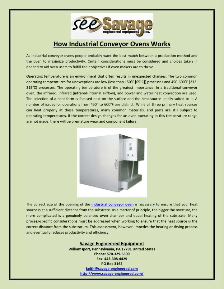 how industrial conveyor ovens works