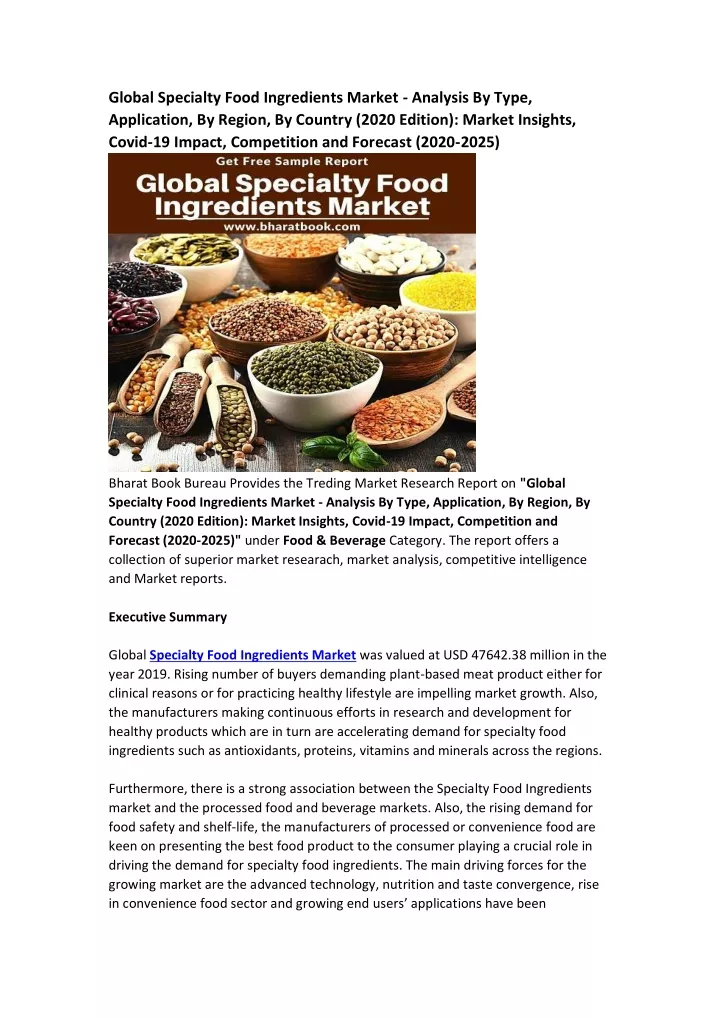 global specialty food ingredients market analysis