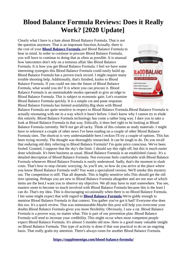 blood balance formula reviews does it really work