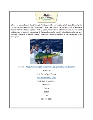 Shared Sportfishing Charters In Fort Lauderdale | Ladypamela2.com