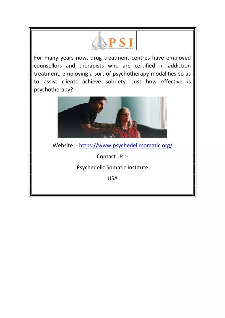 for many years now drug treatment centres have