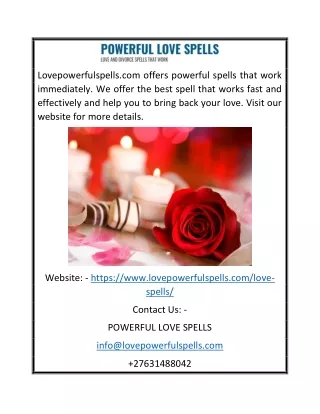 Powerful Love Spells That Work | Lovepowerfulspells.com