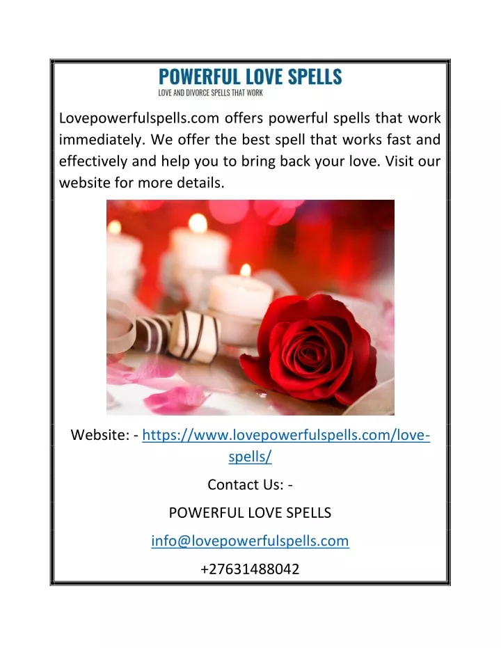 lovepowerfulspells com offers powerful spells