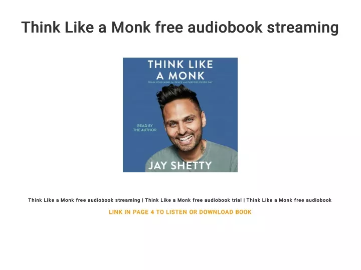 think like a monk free audiobook streaming think