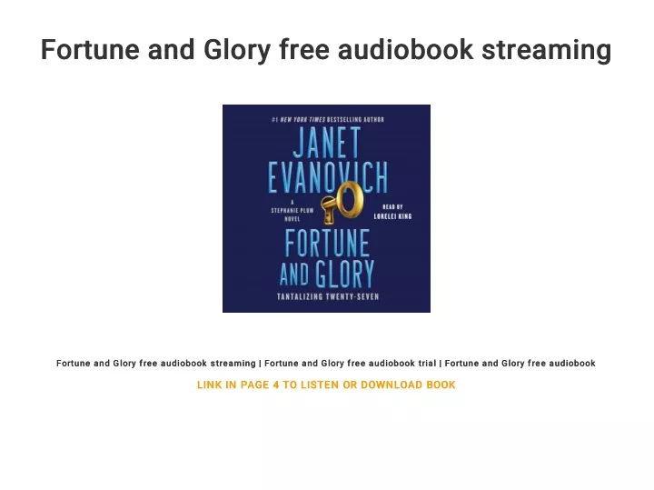 fortune and glory free audiobook streaming