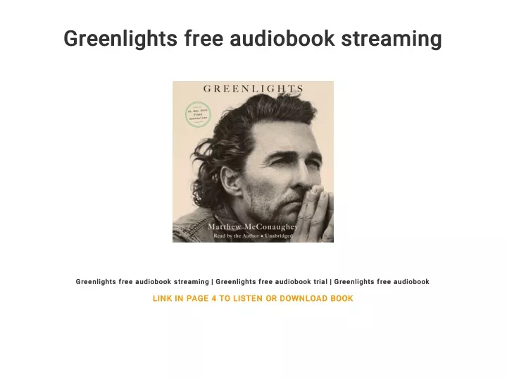 greenlights free audiobook streaming greenlights