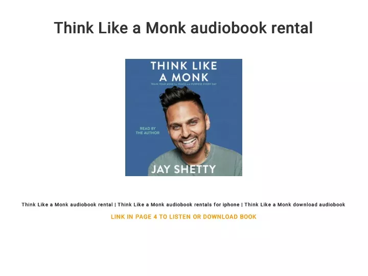 think like a monk audiobook rental think like