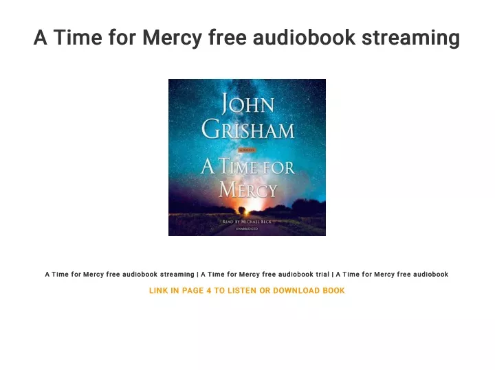 a time for mercy free audiobook streaming a time