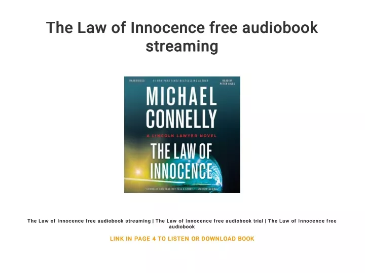 the law of innocence free audiobook