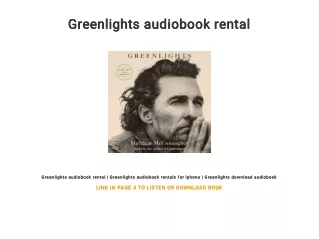 Greenlights audiobook rental