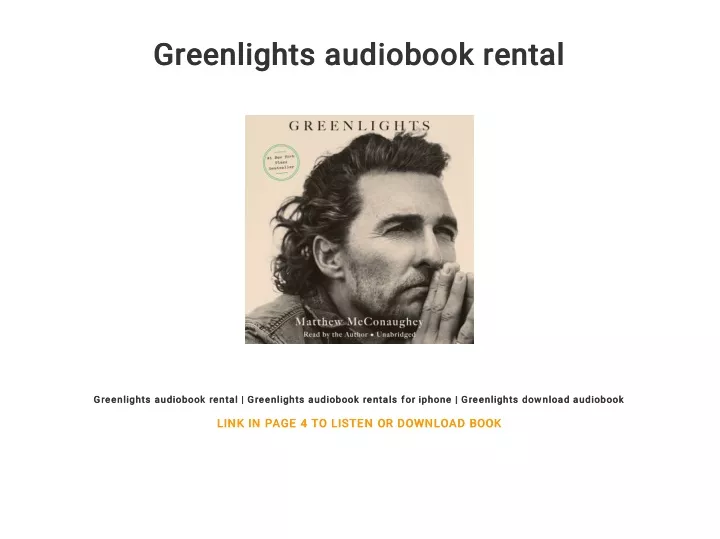 greenlights audiobook rental greenlights