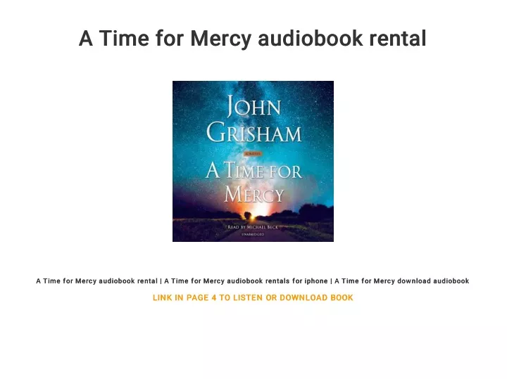 a time for mercy audiobook rental a time