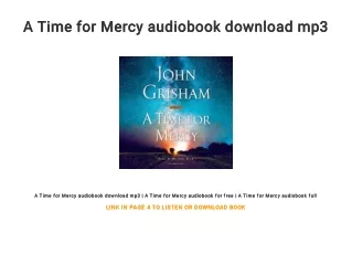A Time for Mercy audiobook download mp3