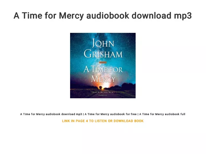 a time for mercy audiobook download mp3 a time