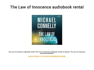 The Law of Innocence audiobook rental