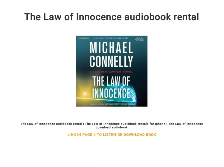 the law of innocence audiobook rental