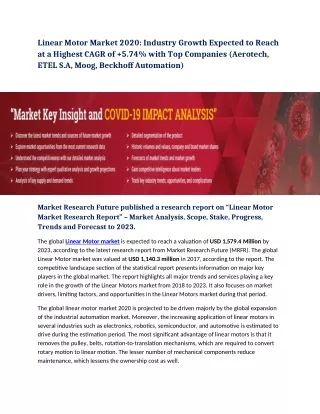 linear motor market 2020 industry growth expected