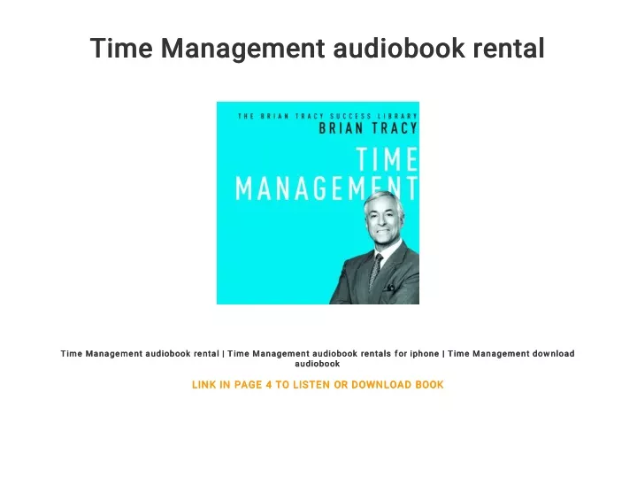 time management audiobook rental time management