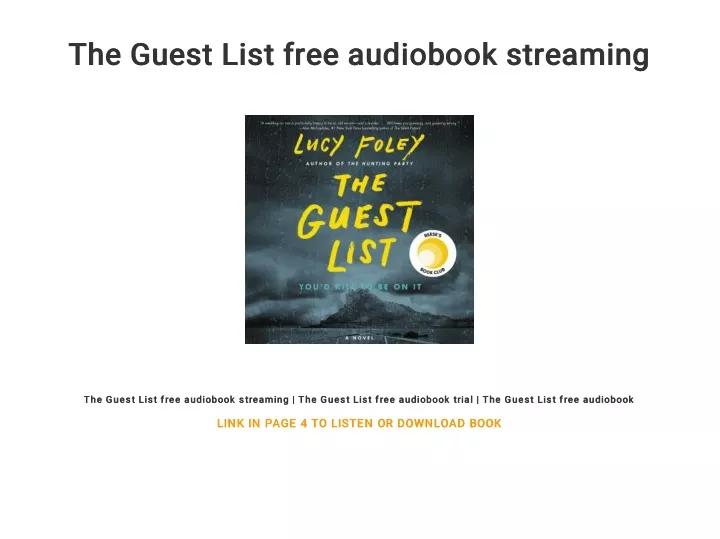 the guest list free audiobook streaming the guest