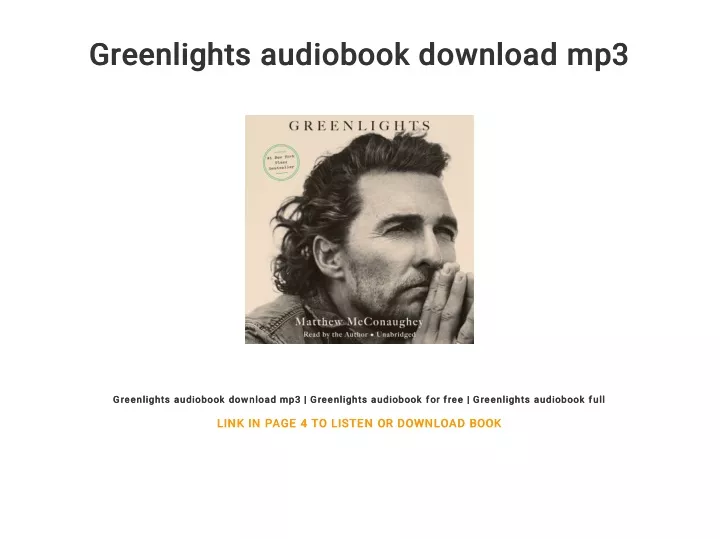 greenlights audiobook download mp3 greenlights