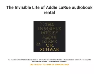 The Invisible Life of Addie LaRue audiobook rental