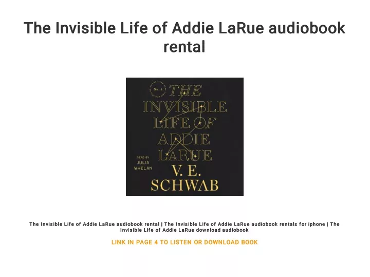 the invisible life of addie larue audiobook