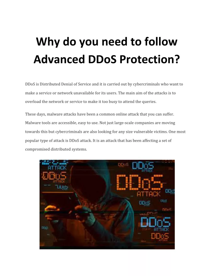 why do you need to follow advanced ddos protection