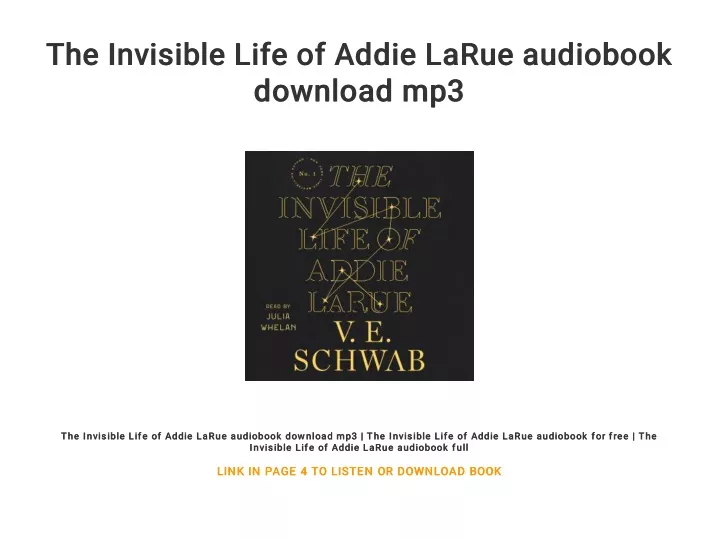 the invisible life of addie larue audiobook