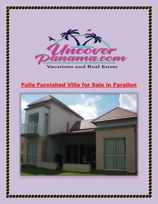 Fully Furnished Villa for Sale in Farallon