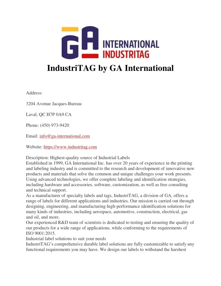industritag by ga international