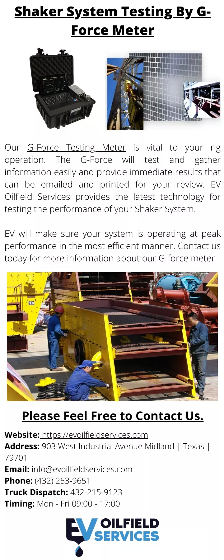 shaker system testing by g force meter