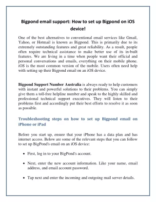 bigpond email support how to set up bigpond