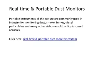 Real-time & Portable Dust Monitors