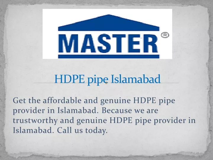hdpe pipe islamabad