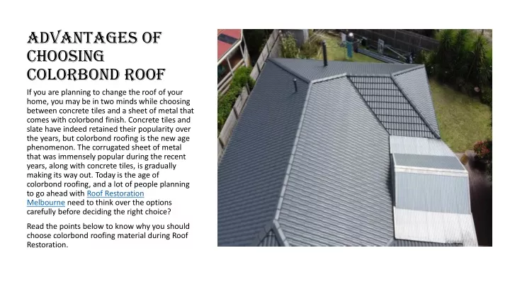 advantages of choosing colorbond roof