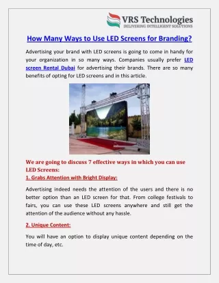 how many ways to use led screens for branding