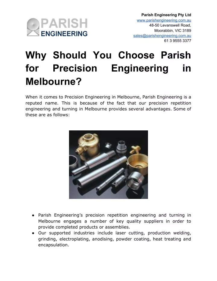 parish engineering pty ltd www parishengineering