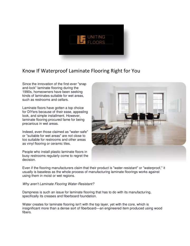 know if waterproof laminate flooring right