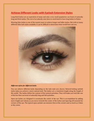 achieve different looks with eyelash extension