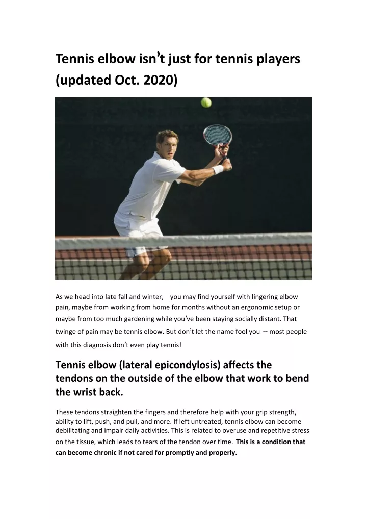 tennis elbow isn t just for tennis players