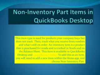 non inventory part items in quickbooks desktop