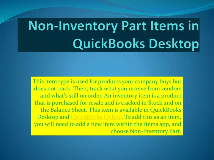 non inventory part items in quickbooks desktop