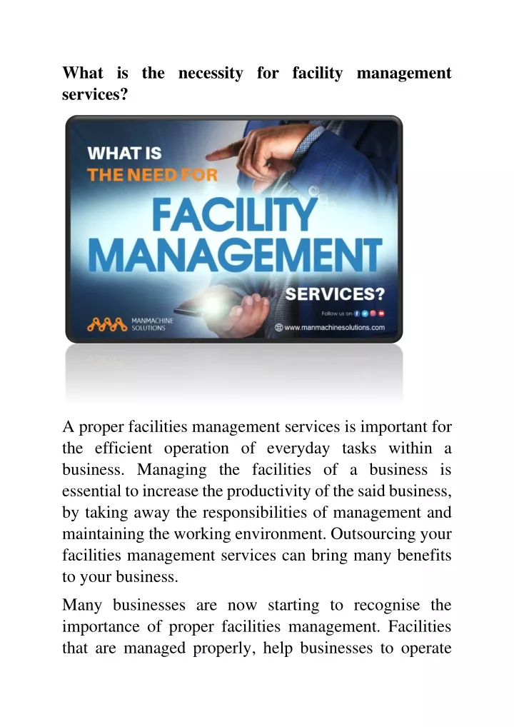 what is the necessity for facility management