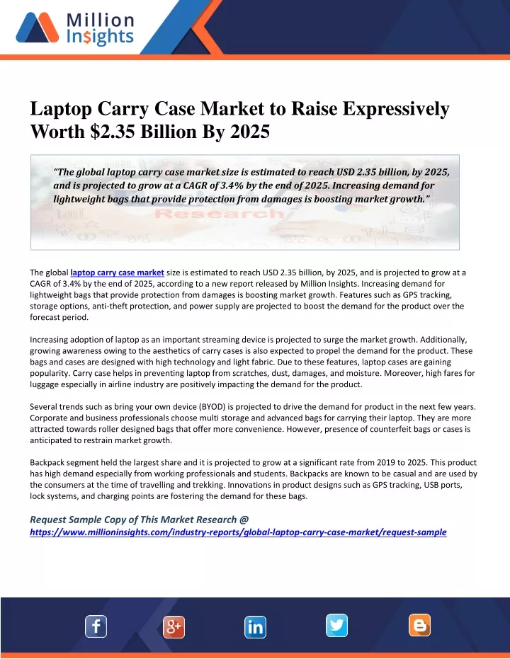 laptop carry case market to raise expressively