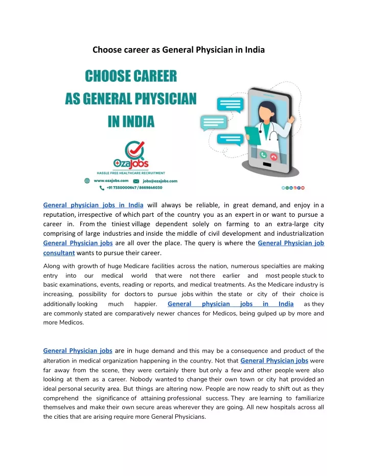 choose career as general physician in india