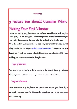 3 Factors You Should Consider When Picking Your First Vibrator